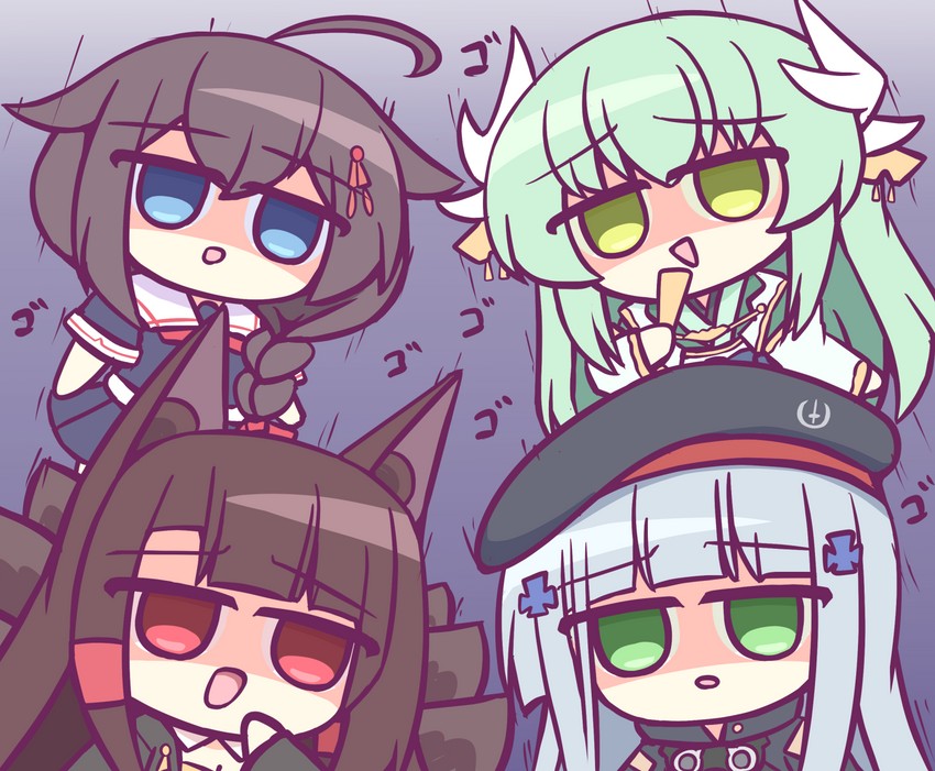 shigure, hk416, kiyohime, and akagi (kantai collection and 4 more) drawn by kashimu