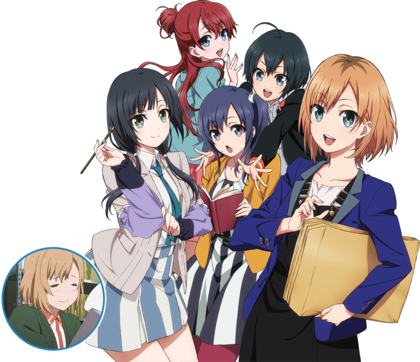 miyamori aoi, yasuhara ema, imai midori, sakaki shizuka, and toudou misa (shirobako) drawn by sekiguchi_kanami