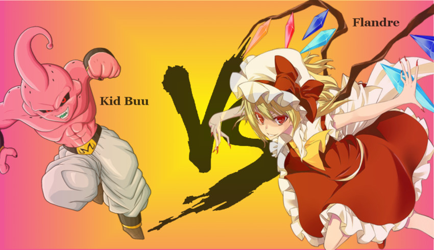 flandre scarlet, majin buu, and kid buu (touhou and 2 more) drawn by ryutokun
