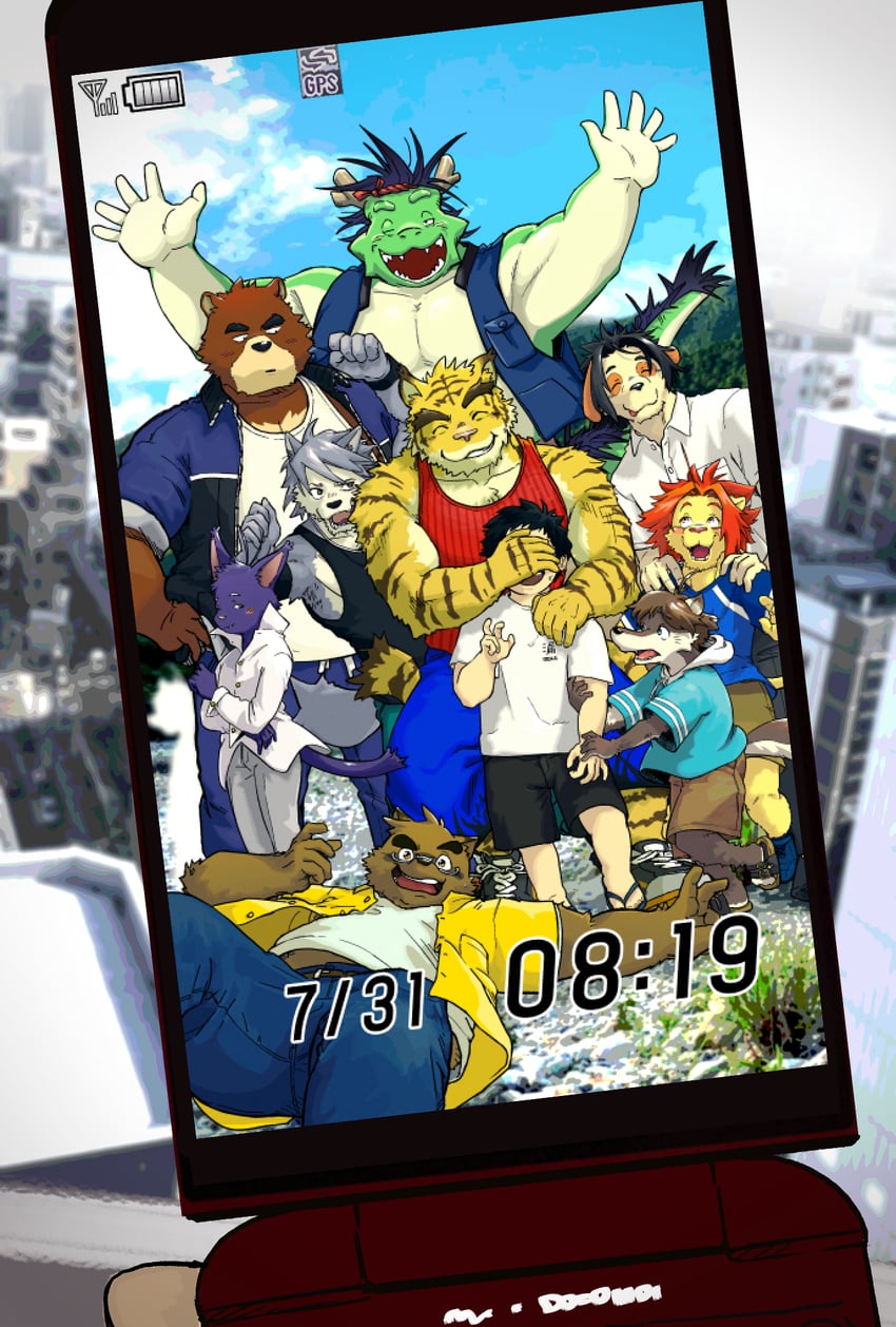 kouya aotsuki, torahiko oshima, juuichi mikazuki, shun kodori, tatsuki midoriya, and 5 more (morenatsu) drawn by takichizento