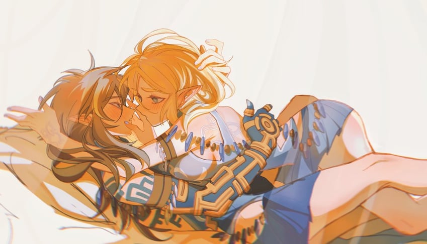 link and princess zelda (the legend of zelda and 1 more) drawn by shuo_yue