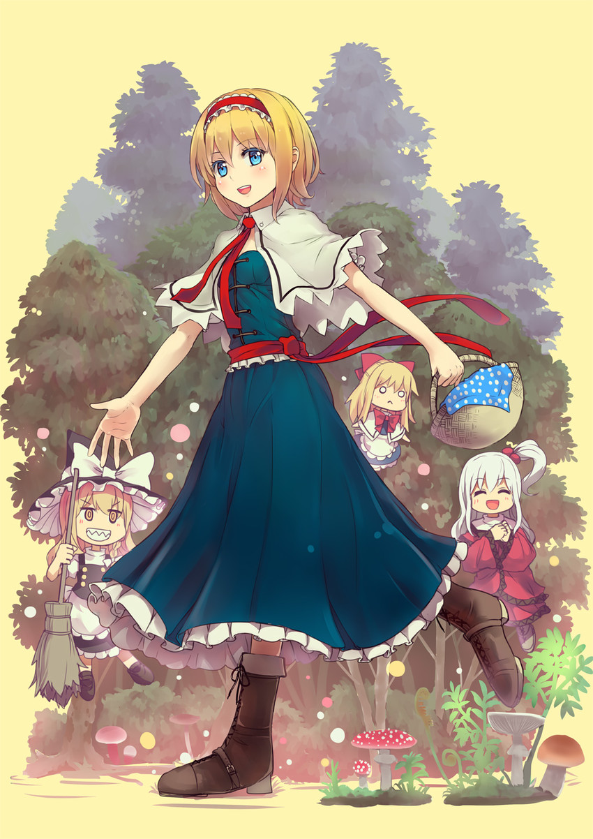 kirisame marisa, alice margatroid, shanghai doll, and shinki (touhou) drawn by culter