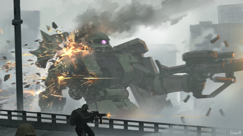 zaku ii (gundam and 1 more) drawn by icemarv14