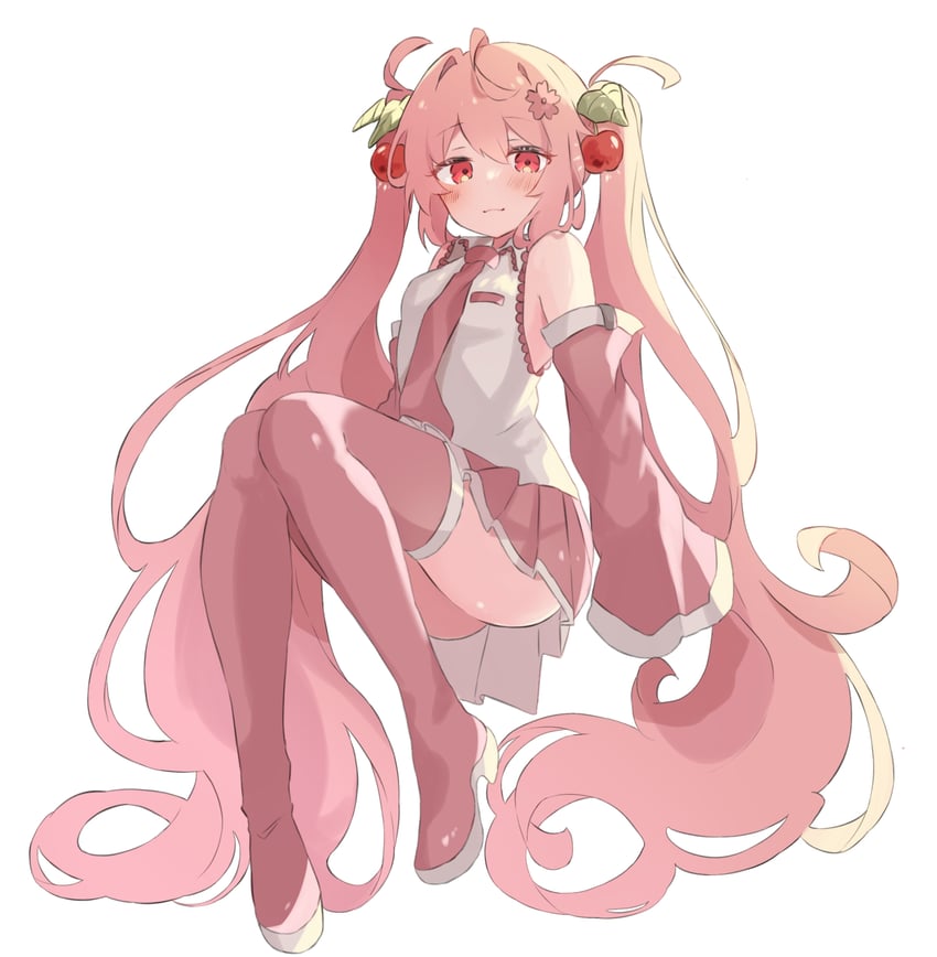 hatsune miku and sakura miku (vocaloid) drawn by nekonika_(e102k)