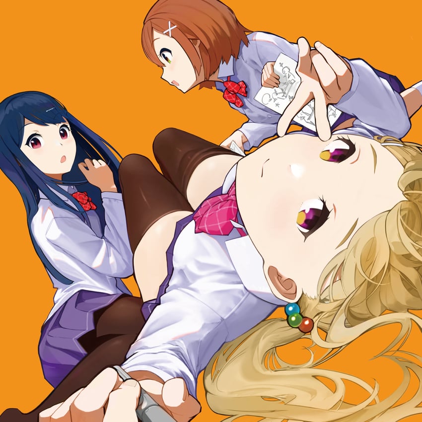 hidaka reina, shinonome kazune, and kayano futaba (denonbu) drawn by rakukata_u