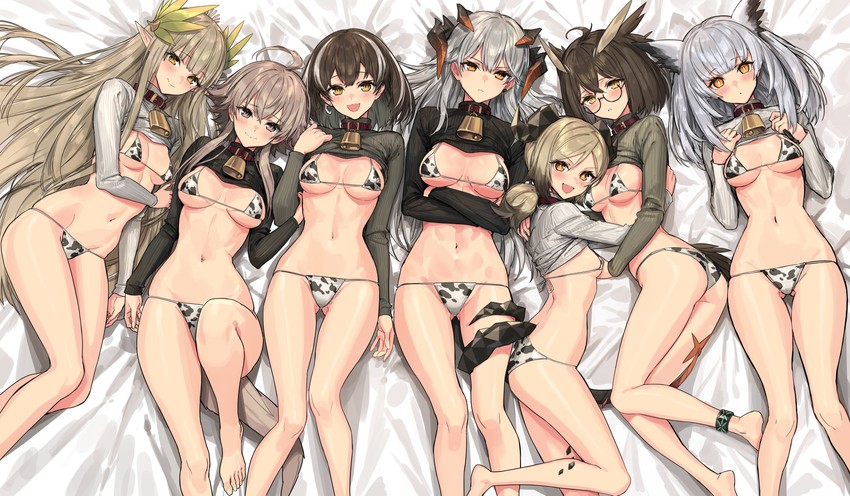 saria, muelsyse, silence, ifrit, ptilopsis, and 2 more (arknights) drawn by sigm@