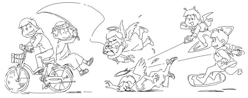 matsuno osomatsu, matsuno karamatsu, matsuno ichimatsu, matsuno jyushimatsu, matsuno choromatsu, and 2 more (osomatsu and 2 more) drawn by hanakuso