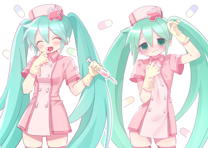 hatsune miku (vocaloid and 1 more) drawn by mipi_(u3u_00)