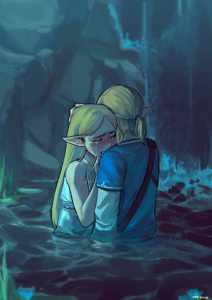 link and princess zelda (the legend of zelda and 1 more) drawn by sharlene_yap
