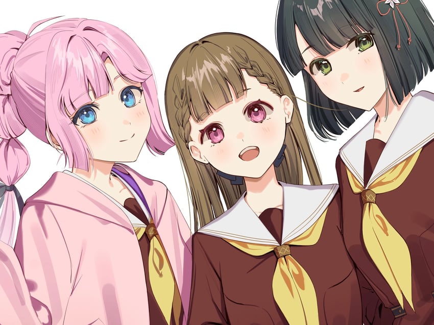 momose ginko, anyoji hime, and kachimachi kosuzu (love live! and 1 more) drawn by dkou