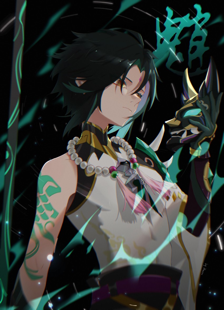 xiao (genshin impact) drawn by dr4v3n