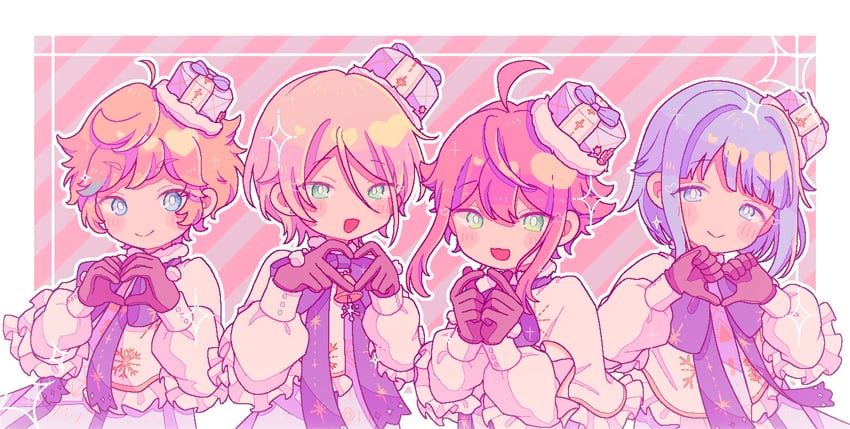 himemiya tori, shino hajime, harukawa sora, and shiratori aira (ensemble stars!) drawn by roru_(inunonukege)