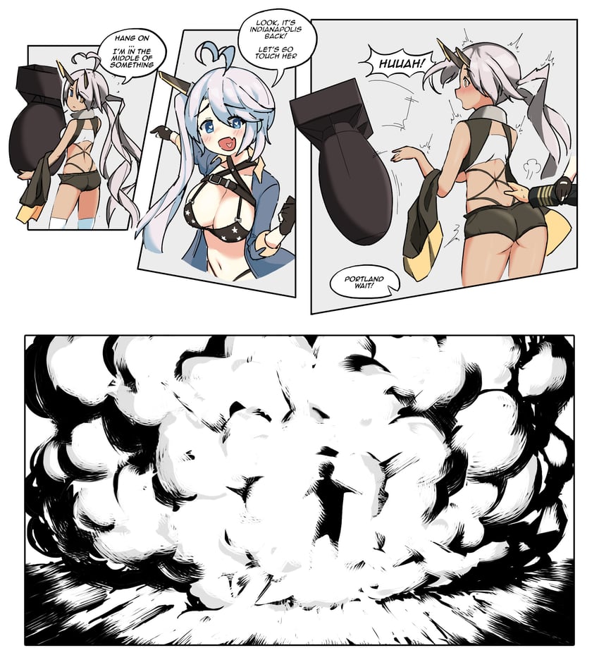commander, indianapolis, and portland (azur lane) drawn by parallelrey