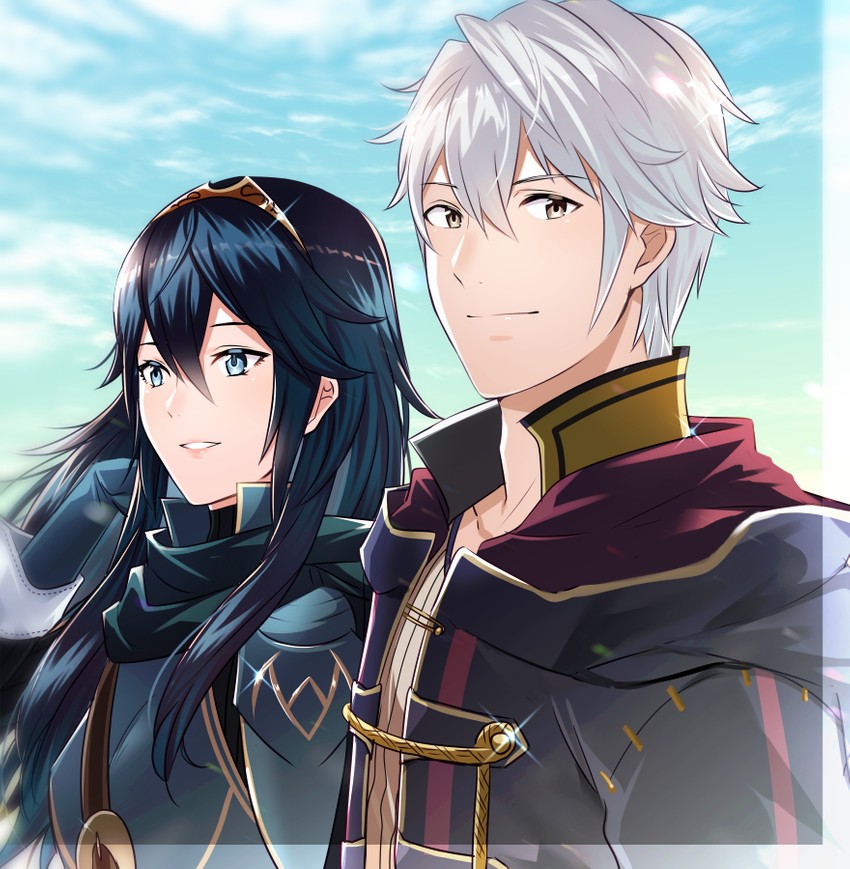 lucina and male robin (fire emblem and 1 more) drawn by ameno_(a_meno0)