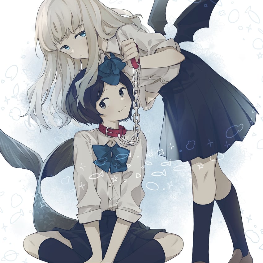 yano tsukiko and utsumi aya (yoru to umi) drawn by inuko_(ink0425)