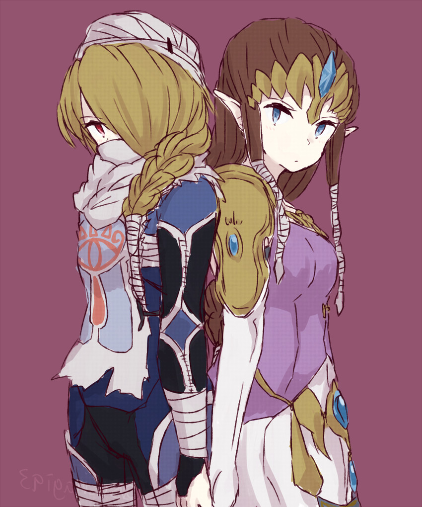 princess zelda and sheik (the legend of zelda and 2 more) drawn by sunagimo_(nagimo)