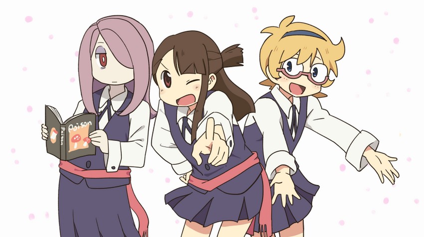 kagari atsuko, sucy manbavaran, and lotte jansson (little witch academia and 1 more) drawn by nakkasu