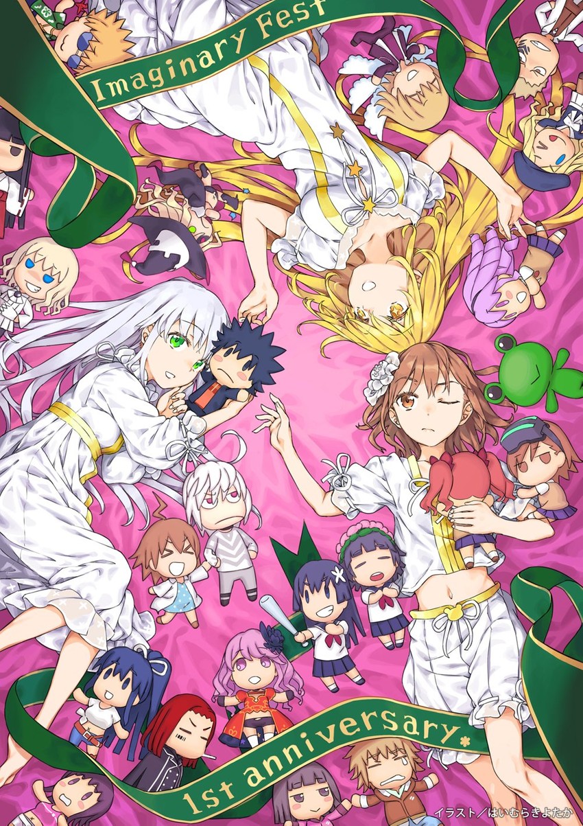 misaka mikoto, shirai kuroko, shokuhou misaki, kamijou touma, accelerator, and 20 more (toaru majutsu no index and 6 more) drawn by haimura_kiyotaka