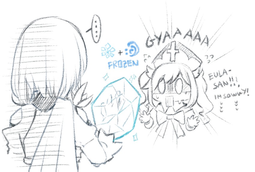 eula and barbara (genshin impact) drawn by hinagi_(fox_priest)