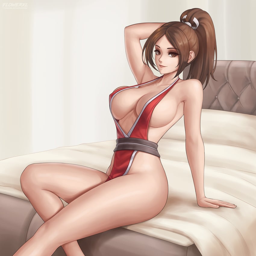 shiranui mai (the king of fighters and 1 more) drawn by flowerxl