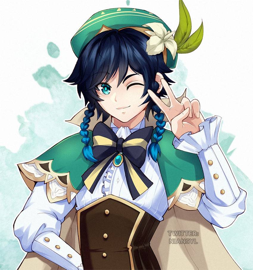 venti (genshin impact) drawn by justsyl