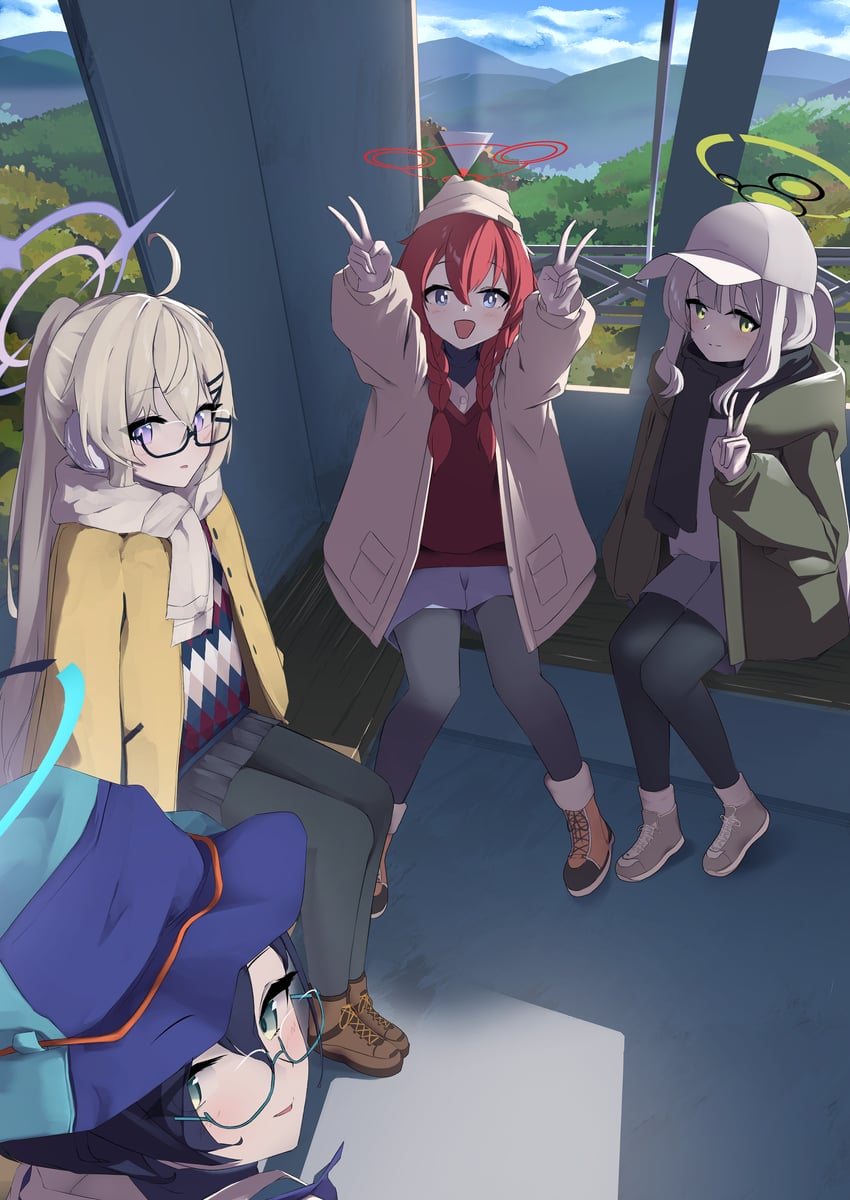 maki, hare, chihiro, and kotama (blue archive) drawn by ganba_artworks