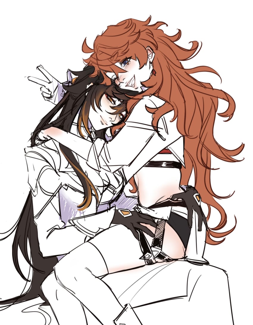 zhongli and tartaglia (genshin impact) drawn by liyrical