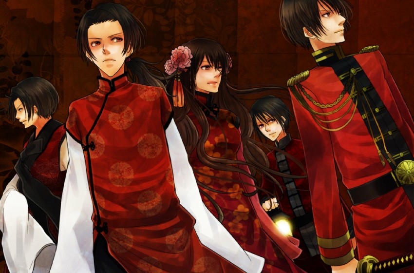 japan, china, taiwan, hong kong, and korea (axis powers hetalia) drawn by kanameyura