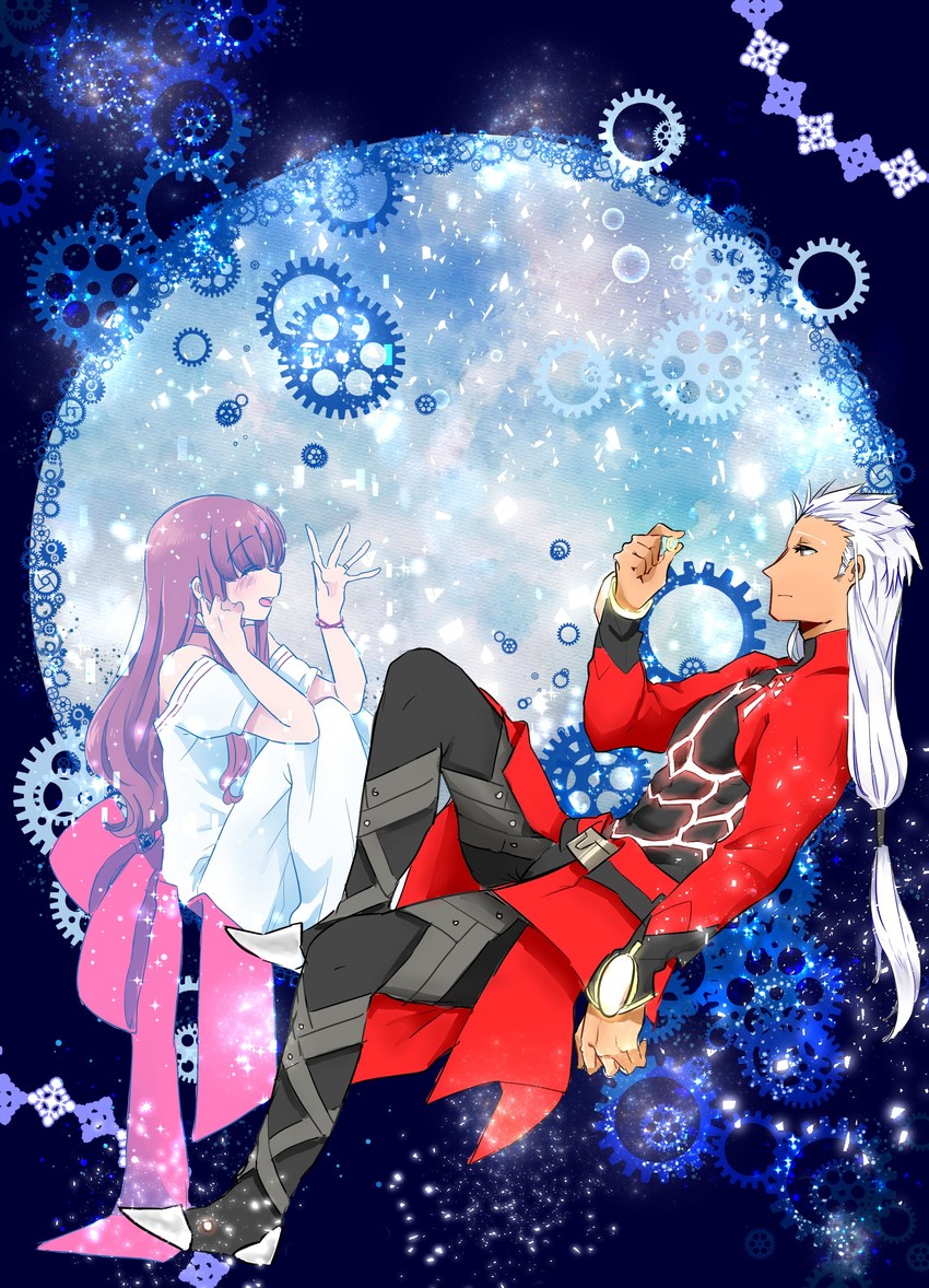 archer and kishinami hakuno (fate and 2 more) drawn by asakura_qiyuzaki