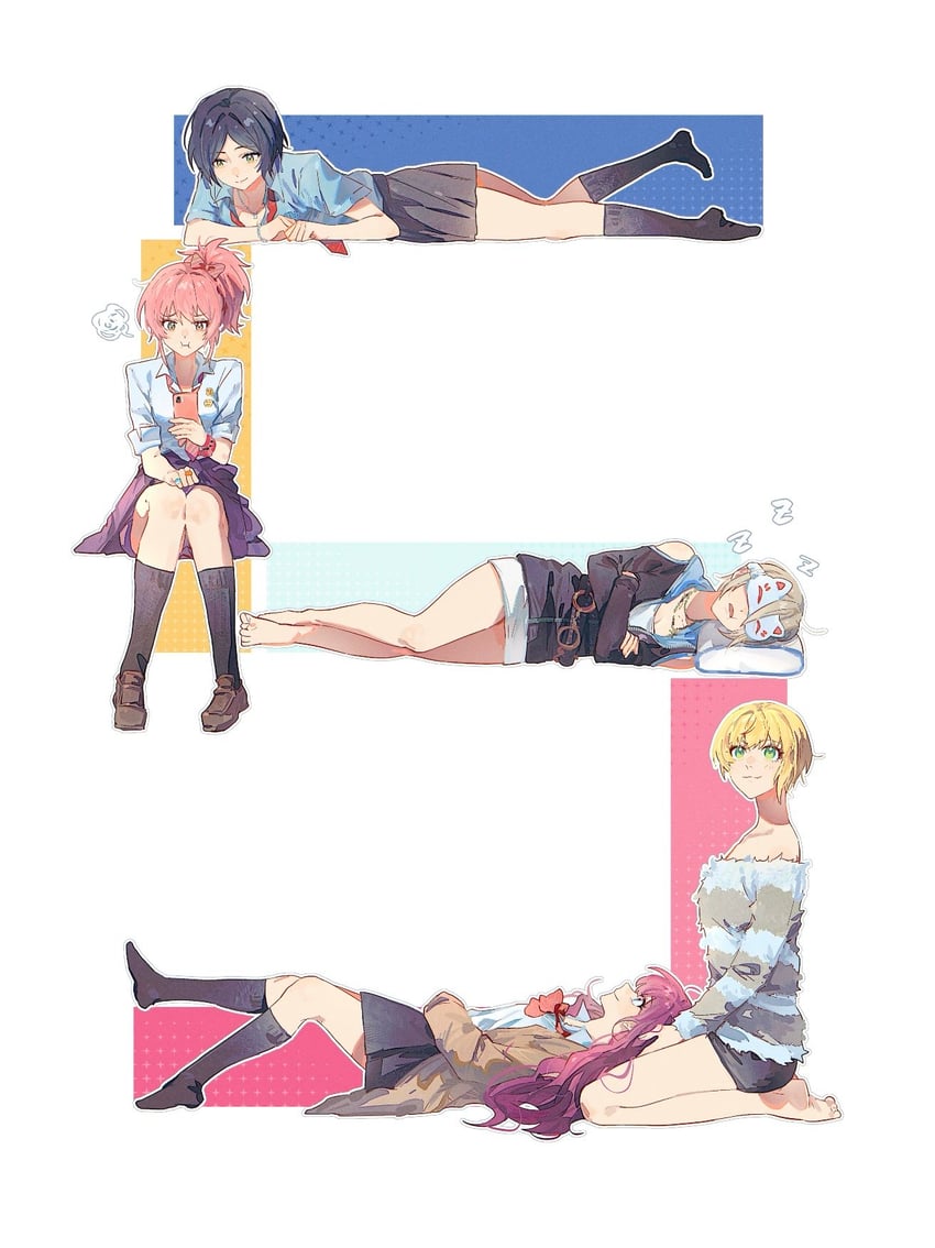 jougasaki mika, ichinose shiki, hayami kanade, miyamoto frederica, and shiomi syuko (idolmaster and 1 more) drawn by yumi_xsh