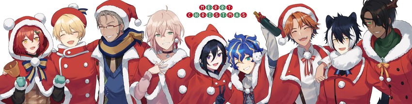 kageyama shien, astel leda, hanasaki miyabi, kanade izuru, aragami oga, and 4 more (holostars) drawn by riri_zuran