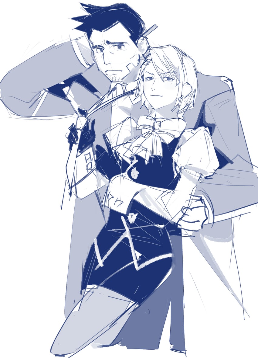 franziska von karma and dick gumshoe (ace attorney) drawn by dong_98
