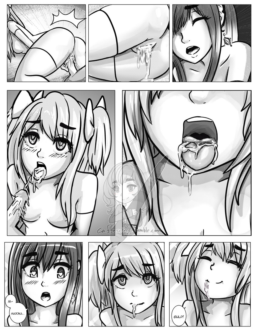 akemi homura, kaname madoka, miki sayaka, ultimate madoka, akuma homura, and 1 more (mahou shoujo madoka magica and 1 more) drawn by caffeccino