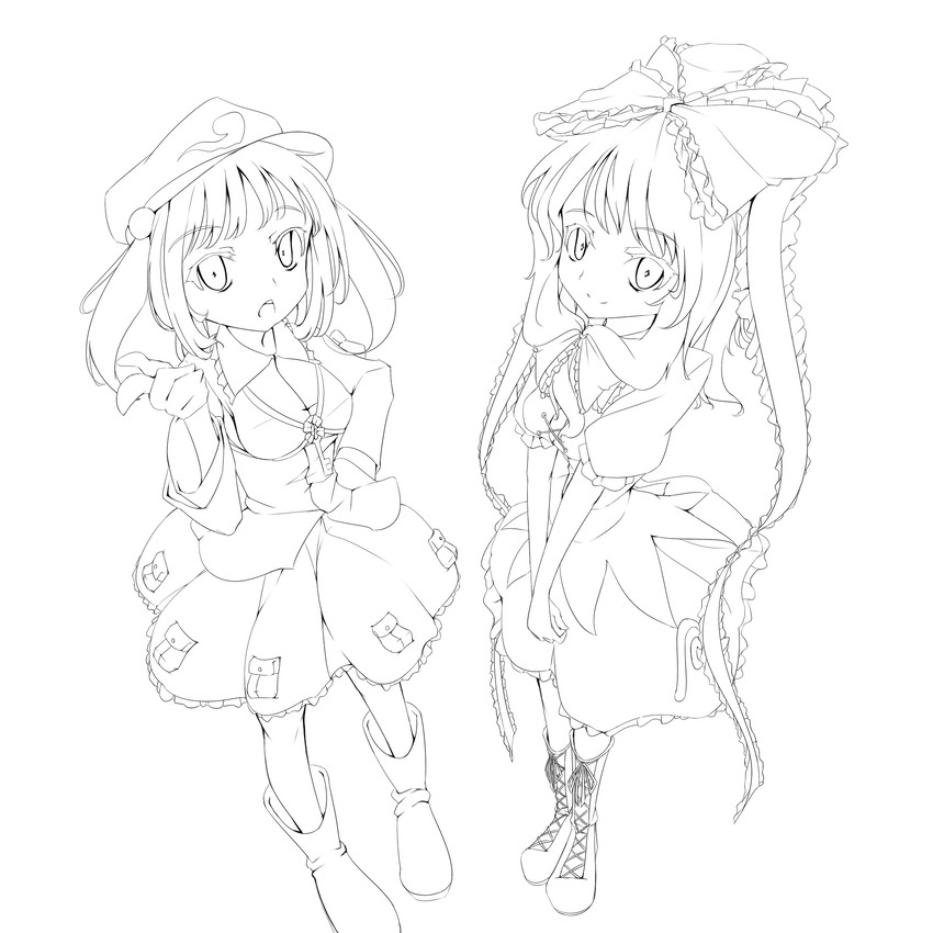 kawashiro nitori and kagiyama hina (touhou) drawn by santa_(kaisou_hikuutei)