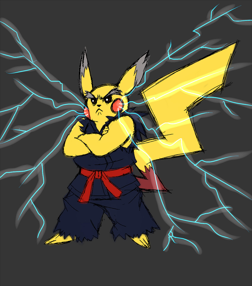 pikachu and mishima heihachi (pokemon and 2 more) drawn by lurking_tyger