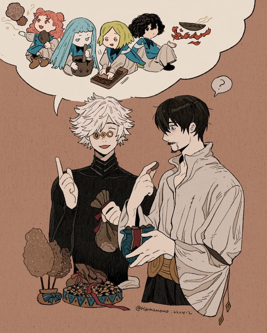 coco, qifrey, olruggio, agott, richeh, and 1 more (tongari boushi no atelier) drawn by harmomomo