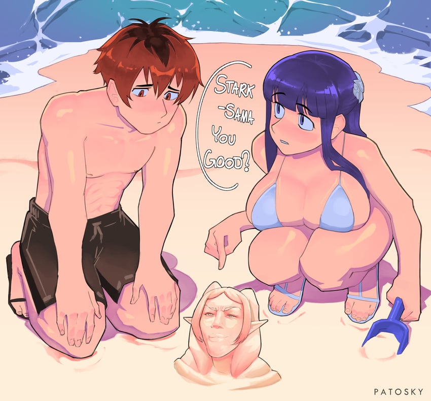 frieren, fern, and stark (sousou no frieren) drawn by patosky