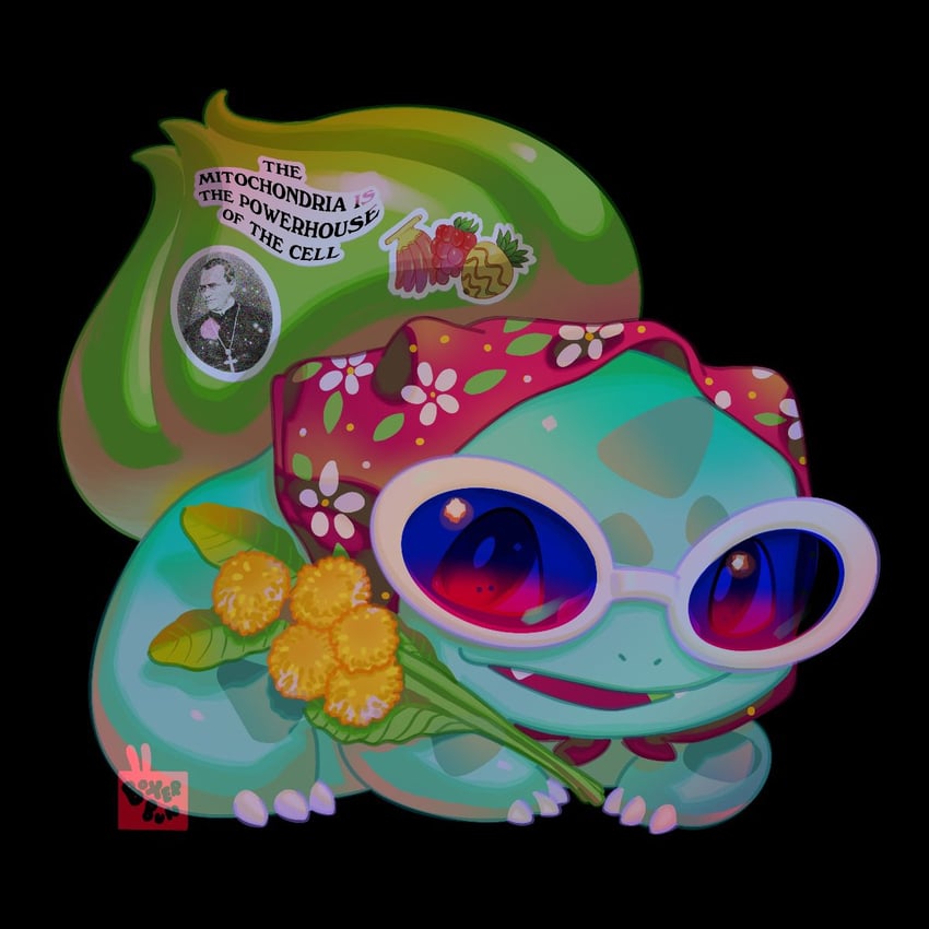 bulbasaur and gregor mendel (pokemon and 1 more) drawn by aquiboni