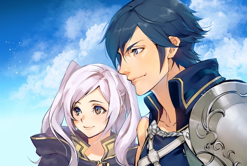 female robin and chrom (fire emblem and 1 more) drawn by kin_mokusei
