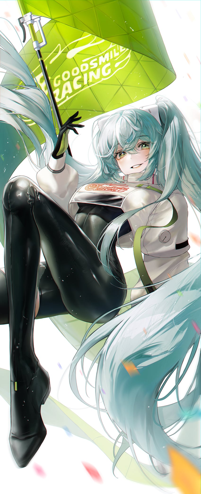 hatsune miku and racing miku (vocaloid and 1 more) drawn by dalla_(888_dalae)