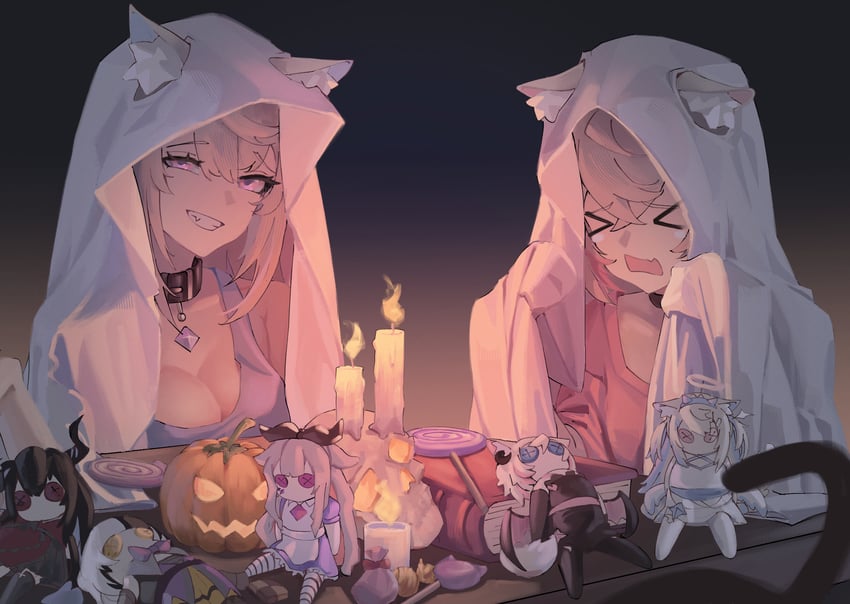 shiori novella, nerissa ravencroft, fuwawa abyssgard, mococo abyssgard, and koseki bijou (hololive and 1 more) drawn by revilol