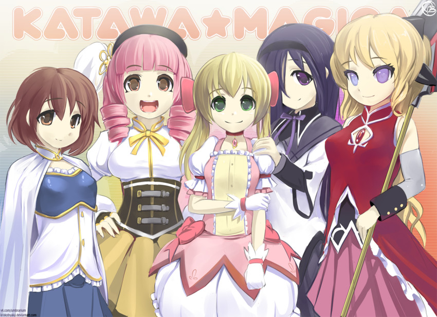 akemi homura, kaname madoka, miki sayaka, sakura kyoko, tomoe mami, and 5 more (mahou shoujo madoka magica and 1 more) drawn by krokobyaka