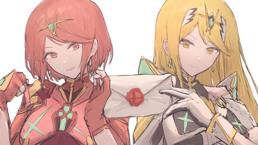 pyra and mythra (xenoblade chronicles and 2 more) drawn by 900p