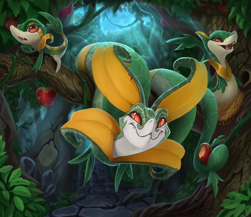 snivy, serperior, and servine (pokemon) drawn by mathew-b