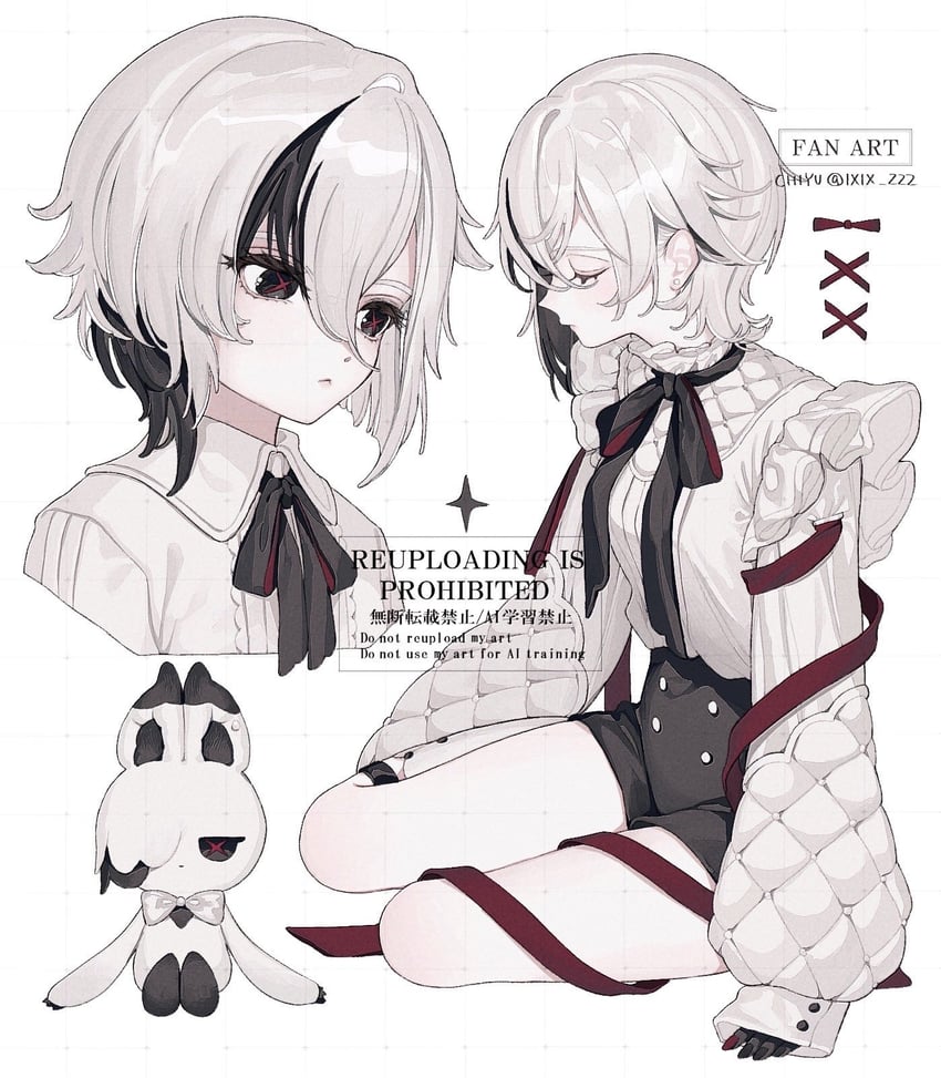 arlecchino and peruere (genshin impact) drawn by ao_(ao0_0nemu)