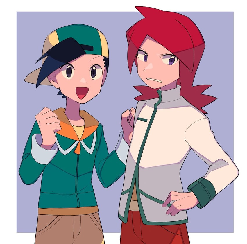 ethan and silver (pokemon and 1 more) drawn by tyako_089