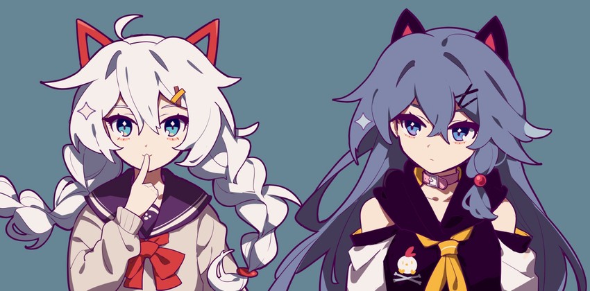 kiana kaslana and fu hua (honkai and 1 more) drawn by meadow_(morphinecaca)