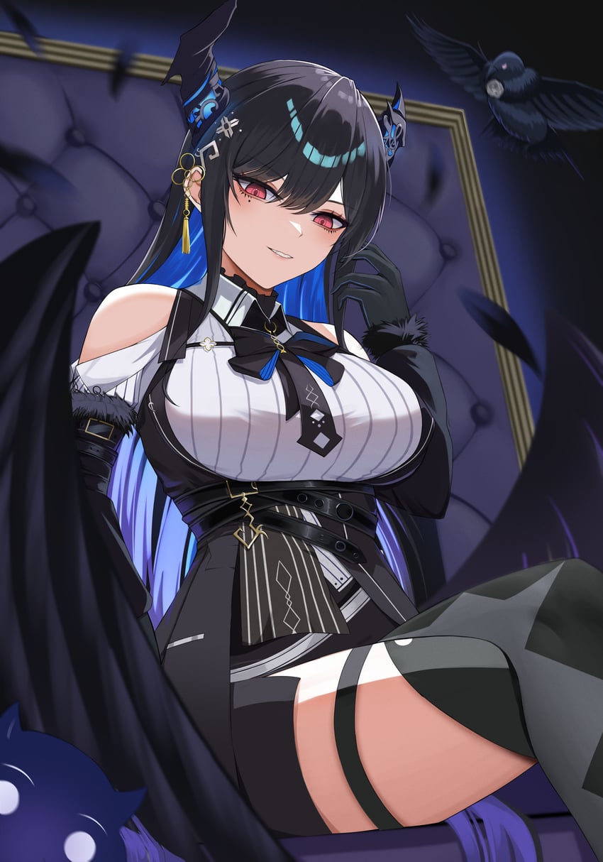 nerissa ravencroft, jailbird, and shadow (hololive and 1 more) drawn by danz