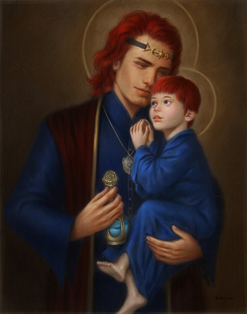 radagon of the golden order and lunar princess ranni (elden ring) drawn by samevanrijn