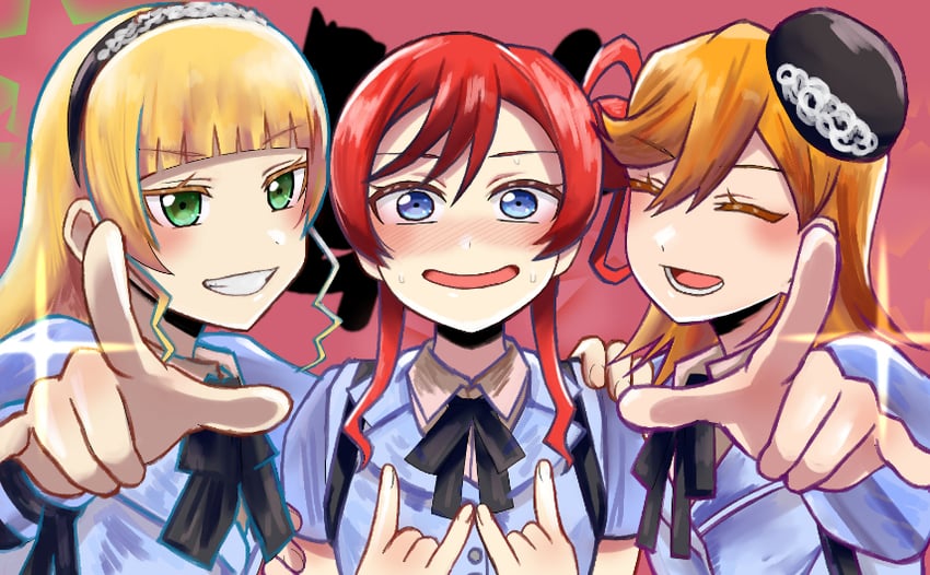 shibuya kanon, heanna sumire, and yoneme mei (love live! and 1 more) drawn by coco_apollon